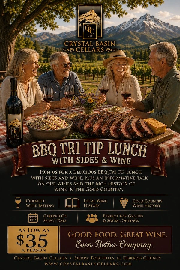 Build Your Own Event | BBQ Tri-Tip Lunch | Wine Tasting in Placerville