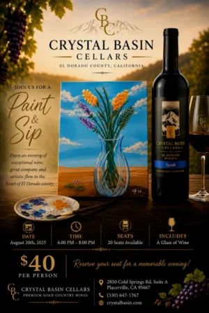 Paint and Sip at Crystal Basin Cellars | Wine Tasting in Placerville | Date Night in Placerville