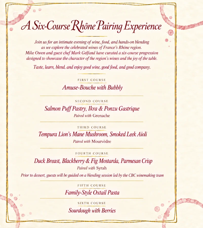 Six-Course Rhine Pairing Experience | Wine Tasting in Placerville